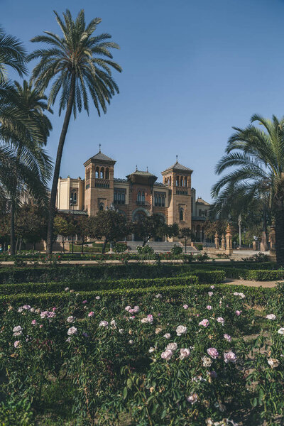 view of museum in Maria Luisa Park, Seville, spain