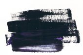 abstraktní malba s tmavě fialové a černé tahy na bílém