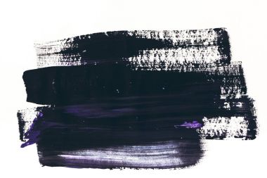 abstract painting with dark purple and black brush strokes on white clipart