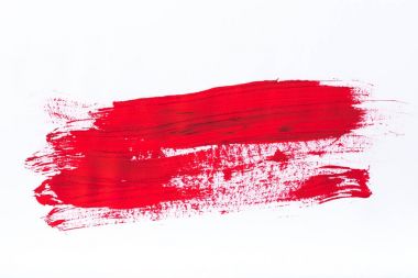 Beyaz parlak kırmızı fırça darbeleriyle soyut resim