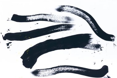 abstract painting with black brush strokes on white clipart