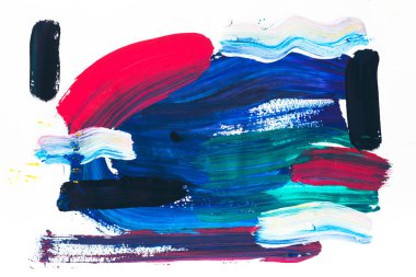 abstract painting with various colorful brush strokes on white clipart
