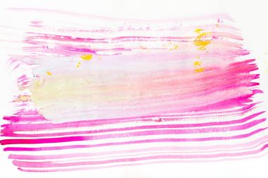 abstract painting with bright pink, purple and yellow brush strokes on white clipart