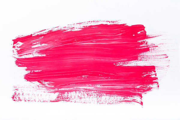 abstract painting with bright pink brush strokes on white 