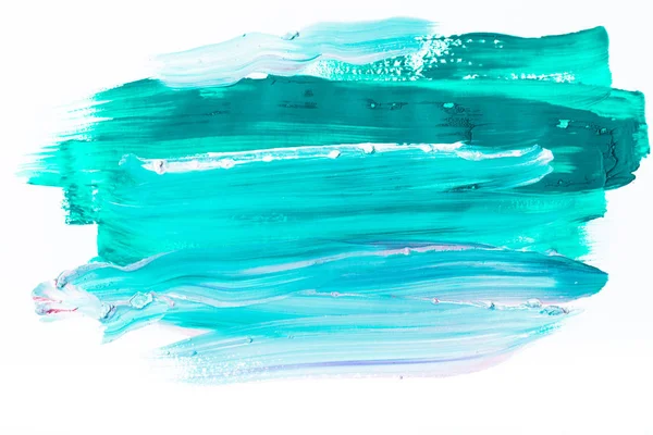 Abstract Schilderij Met Turquoise Penseelstreken Wit — Stockfoto