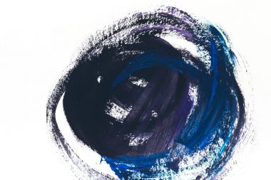 abstract painting with dark blue and violet brush strokes on white clipart