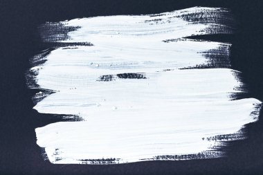 abstract painting with white brush strokes on black clipart