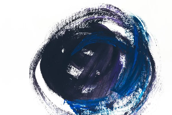 Pintura Abstracta Con Trazos Pincel Azul Oscuro Violeta Sobre Blanco — Foto de Stock