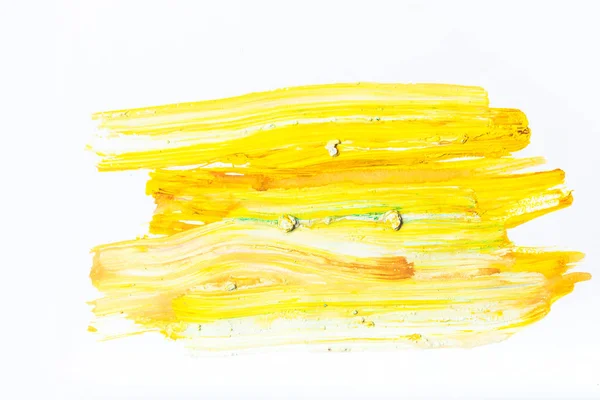 Peinture Abstraite Avec Des Traits Jaune Vif Sur Blanc — Photo