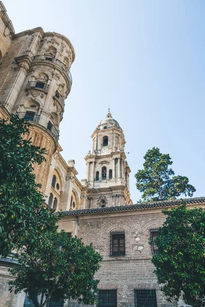 Vue en angle bas de catedral de malaga, malaga, espagne — Photo de stock