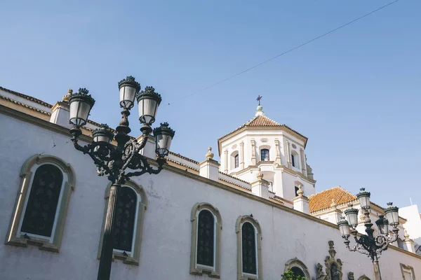 Vue à angle bas de la belle cathédrale, espagne — Photo de stock