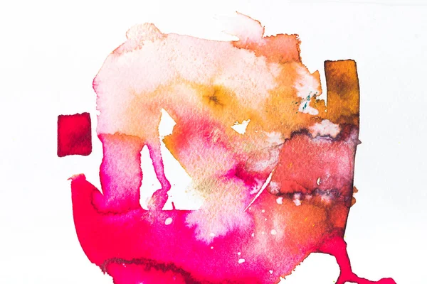 Bright abstract pink and yellow paint blot on white — Stock Photo