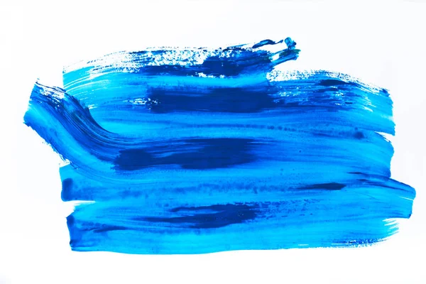 Pintura abstracta con trazos de pincel azul brillante en blanco - foto de stock