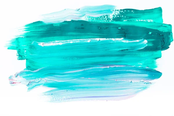 Peinture abstraite avec traits de pinceau turquoise sur blanc — Photo de stock