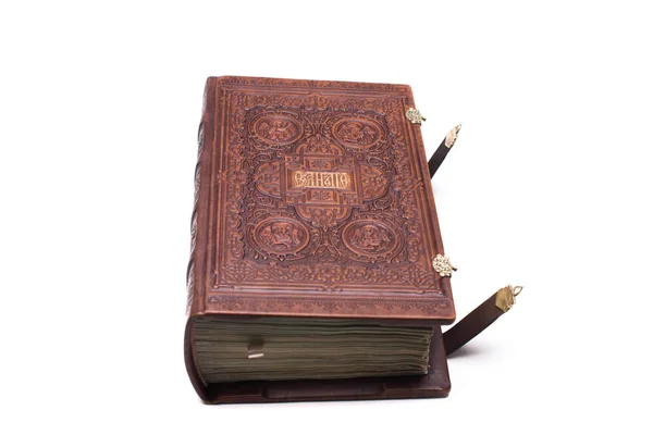 Ročník Bibli s koženým potahem — Stock fotografie