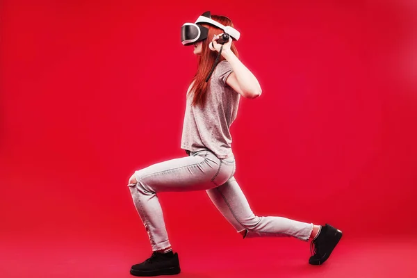 Woman using VR headset