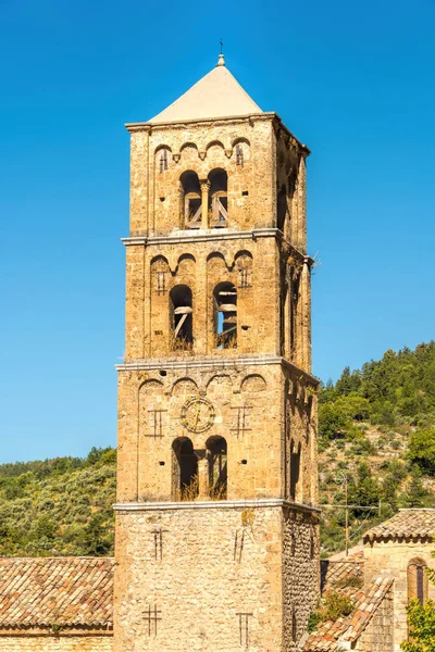 Closeup Zvonice Historické Farní Kostel Notre Dame Assomption Horské Vesnice — Stock fotografie
