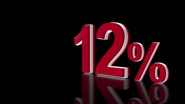 Counting 100 Percent Red Digits Black Background — Stock Video