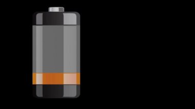 Batarya hücresi dikey olarak ayakta, siyah arka planda şarj ediliyor.