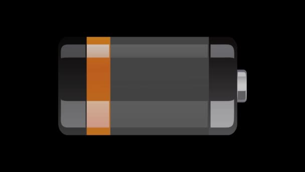 Batterijcel Liggend Horizontaal Wordt Opgeladen Zwarte Achtergrond — Stockvideo