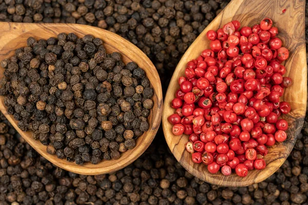 Spice Background Background Made Many Whole Black Peppercorns Two Cooking — стоковое фото