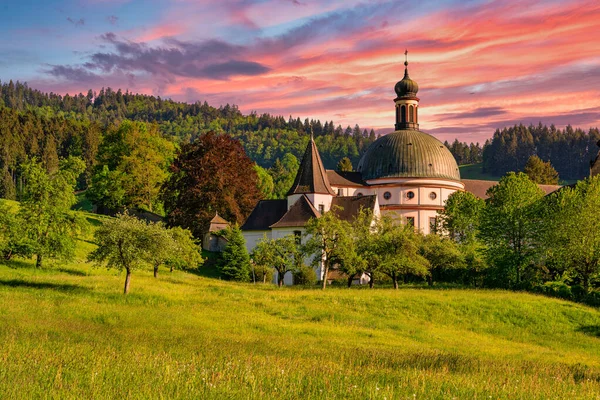 Klasztor Benedyktynów Trudpert Kloster Sankt Trudpert Czarnym Lesie Muenstertal Zachodzie — Zdjęcie stockowe