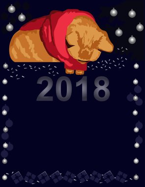 Kırmızı eşarp ve süslemeleri ile kedi