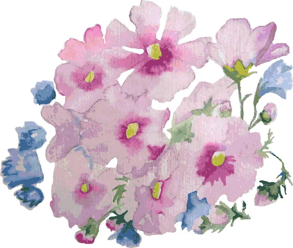 Buquê Aquarela Flores Coloridas Isoladas Fundo Branco — Vetor de Stock