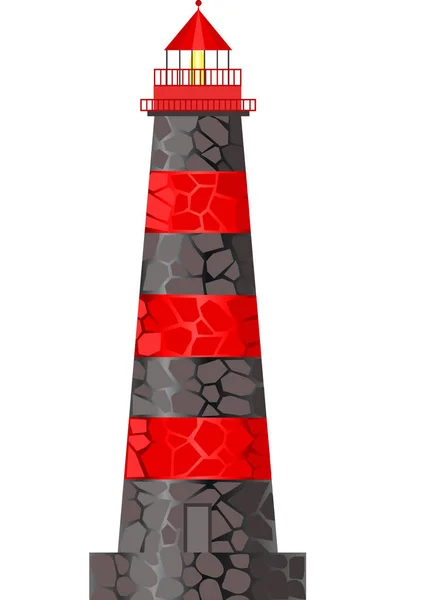 Red and white lighthouse on white background