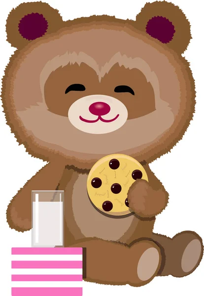 Lindo Oso Peluche Pastel Con Sobre Fondo Blanco — Vector de stock