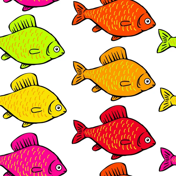 Μοτίβο Φωτεινά Χρωματισμένα Ψάρια — Διανυσματικό Αρχείο