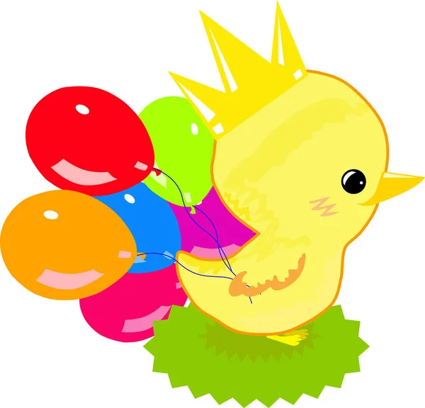 Chick Koruně Balónky — Stockový vektor