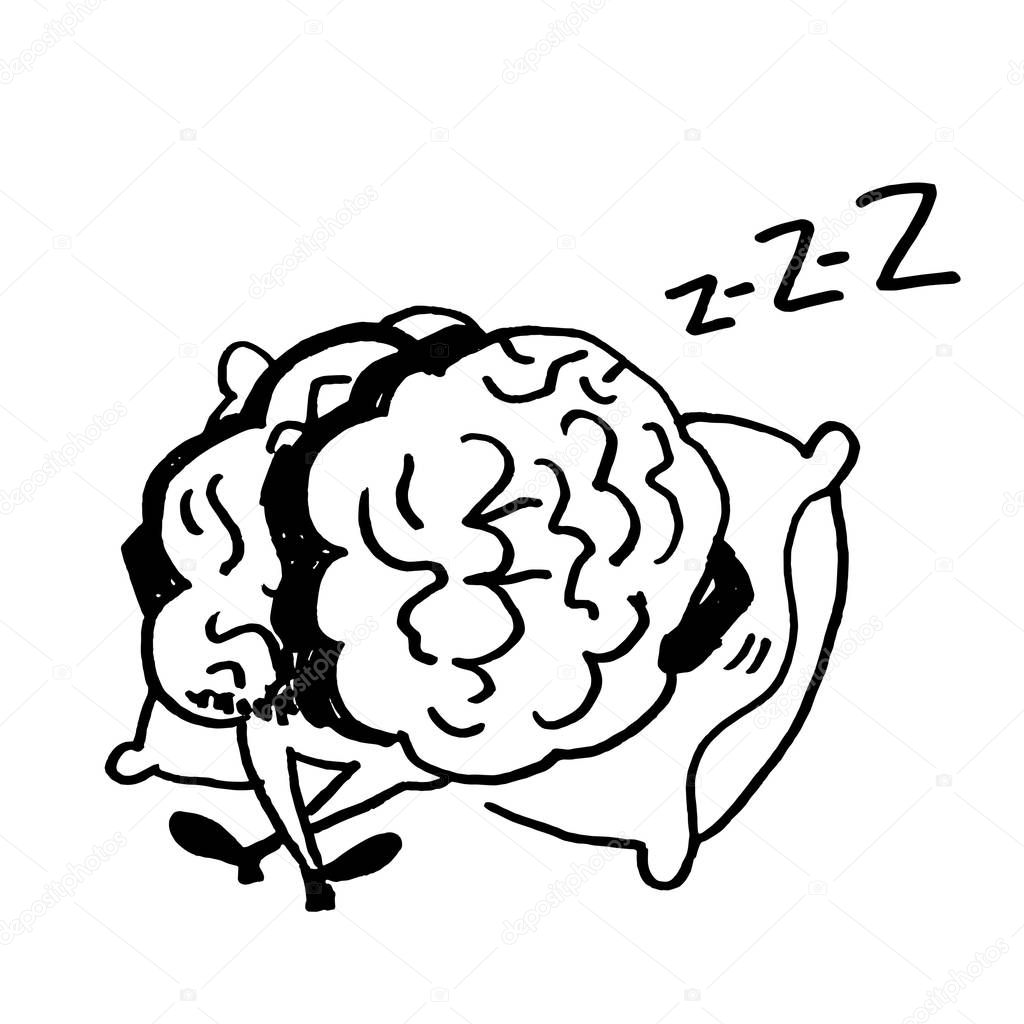 Brain sleeps lying on the pillow. The need to give the brain a rest.