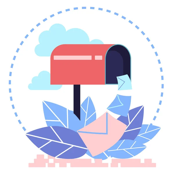 Posta Kutusunun Düz Tasarım Konsept Vektör Çizimi Mektupları Posta Ile — Stok Vektör