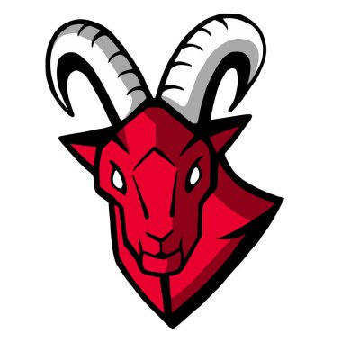 Beyaz arka planda bir dağ keçisinin sembolü. Hayvanın siyah beyaz logosu.