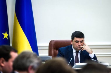 Başbakan, Ukrayna Volodymyr Groysman Kiev, Ukrayna Bakanlar Toplantısı sırasında. 14 Şubat 2017.