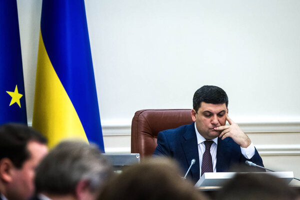 Премьер-министр Украины Владимир Гройсман во время заседания Кабинета Министров в Киеве, Украина. Февраль 14, 2017
.