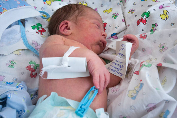A premature baby in an incubator in intensive care unit in the maternity hospital in Kramatorsk, Donetsk region, Ukraine