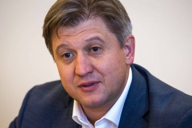 Kiev, Ukrayna bir brifing sırasında Ukrayna Oleksandr Danyliuk, Maliye Bakanı