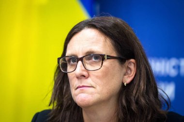 İsveçli politikacı, Avrupa Komiseri ticaret Cecilia Malmstrm sırasında düzenlediği basın toplantısında Kiev, Ukrayna