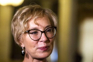 Ukrayna Parlamentosu insan hakları Liudmyla Denysova Kiev, Ukrayna bir brifing sırasında Komiseri