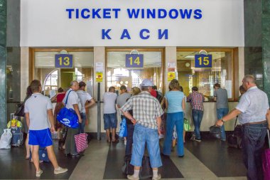 Yolcu bilet ofisinin ana tren istasyonunun Kiev, Ukrayna