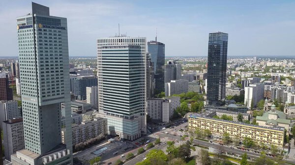 WARSAW, POLAND - April 23, 2018: View of central Warsaw, Poland.