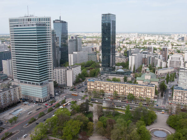 WARSAW, POLAND - April 23, 2018: View of central Warsaw, Poland.