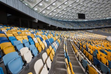 Kiev, Ukrayna - 14 Mayıs 2018: Görünüm Milli güvenlik Olimpiyat Stadyumu, Uefa Şampiyonlar Ligi-2018 yılında Kiev, Ukrayna final maçı arifesinde.