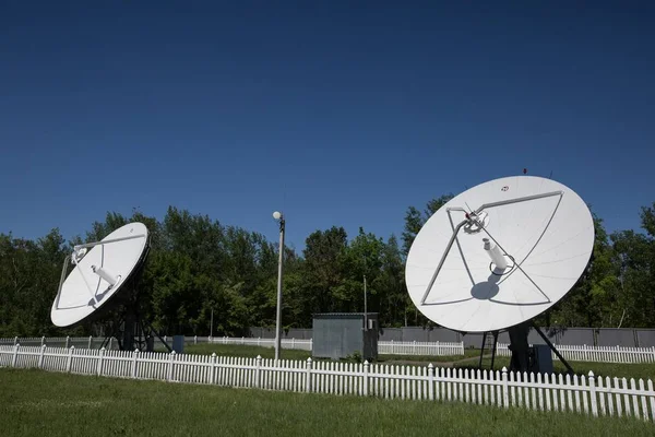 Kiev Ucrânia Maio 2018 Antena Satélite Sistema Monitoramento Rádio Centro — Fotografia de Stock