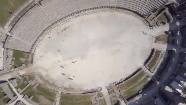 Vista Aérea Del Anfiteatro Romano Pula Istria Croacia — Vídeo de stock