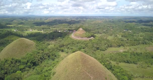 Chocolate Hills Bohol Island Philippines Aerial View — Stock Video