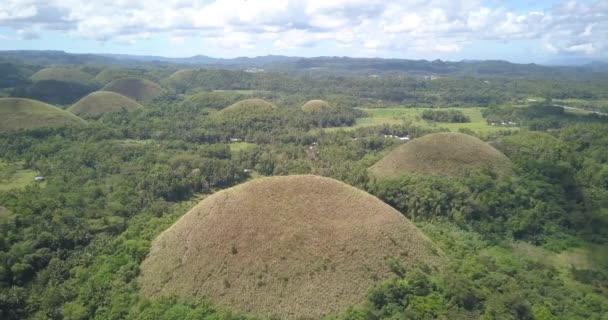 Chocolate Hills Bohol Island Philippines Aerial View — Stock Video