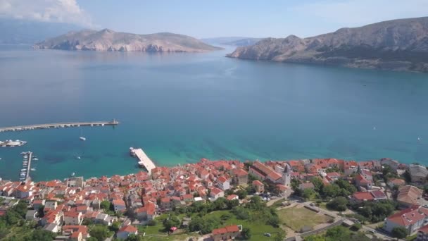 Baska Krk Insel Kroatien Schwenken Aus Der Luft — Stockvideo